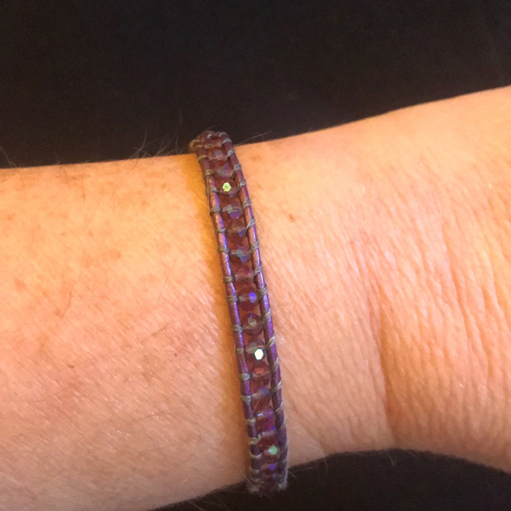🎁 3/$15 - Burgesa Leather and Crystal Bead Bracelet